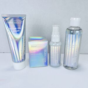 Glass Skin Glow Global Beauty Care Cleanser AHA Essence Serum & Moisturizer